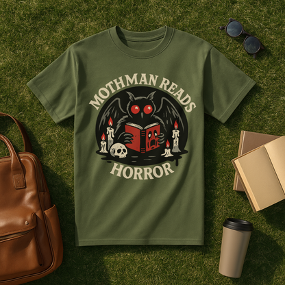 Mothman Reads Horror T-Shirt