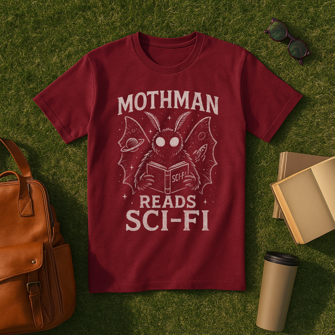 Mothman Reads Sci-Fi T-Shirt
