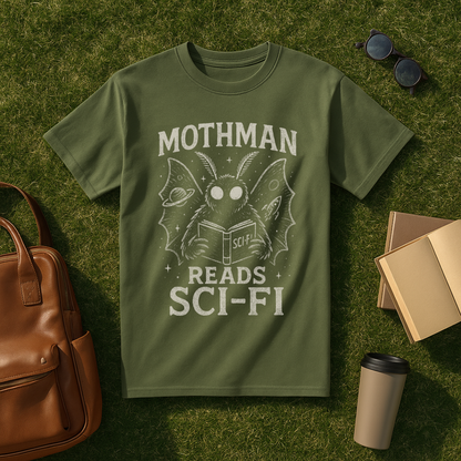 Mothman Reads Sci-Fi T-Shirt