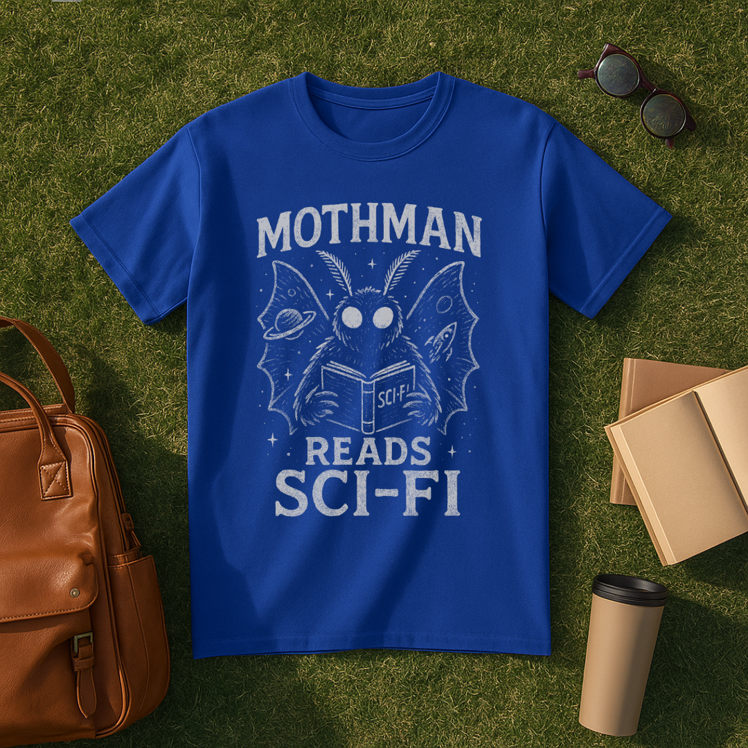 Mothman Reads Sci-Fi T-Shirt