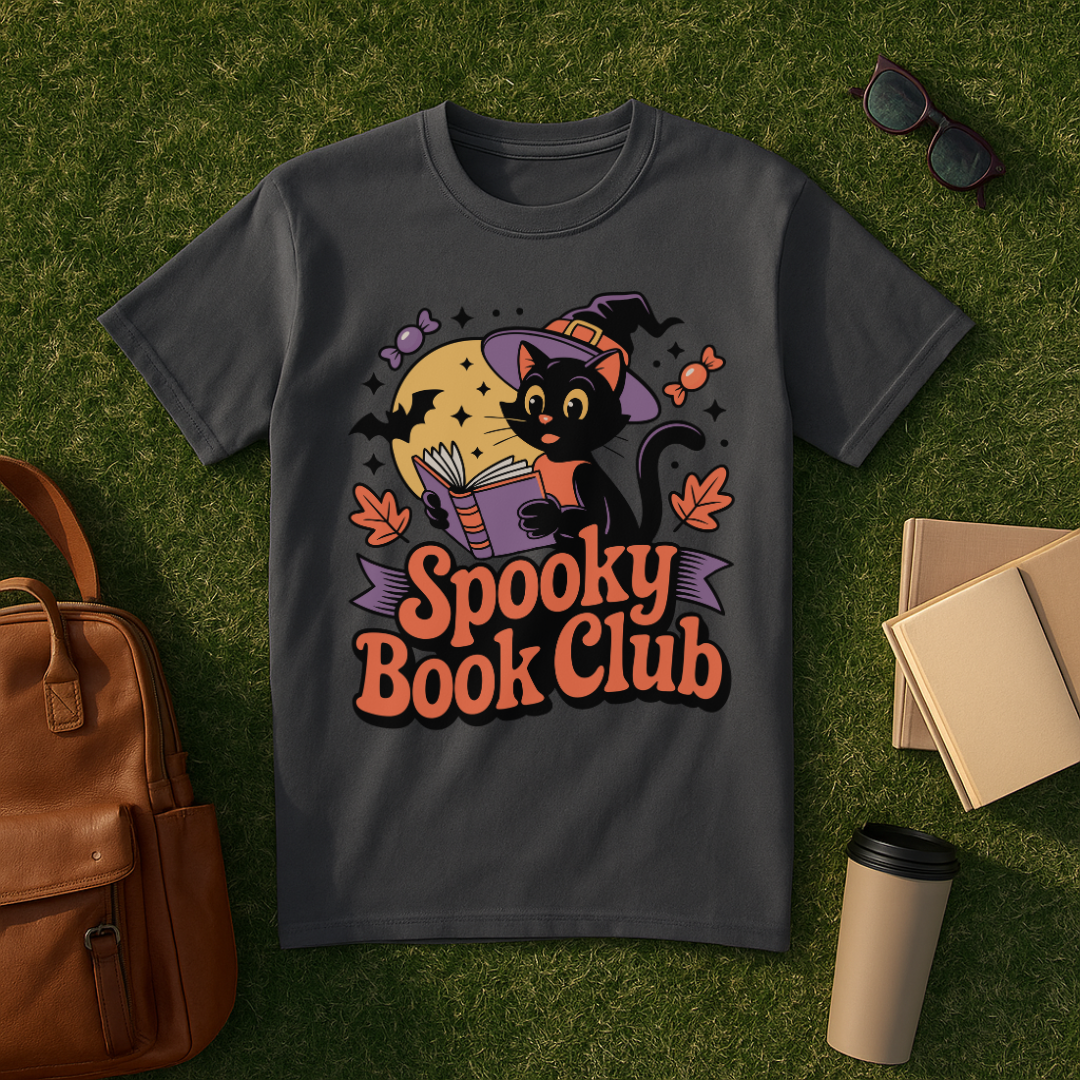 Spooky Book Club Cat T-Shirt