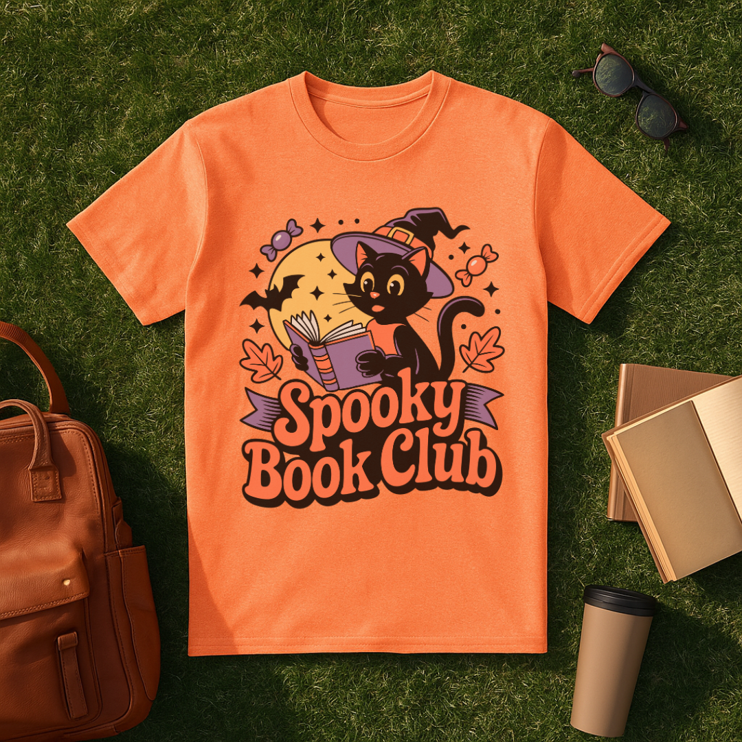 Spooky Book Club Cat T-Shirt