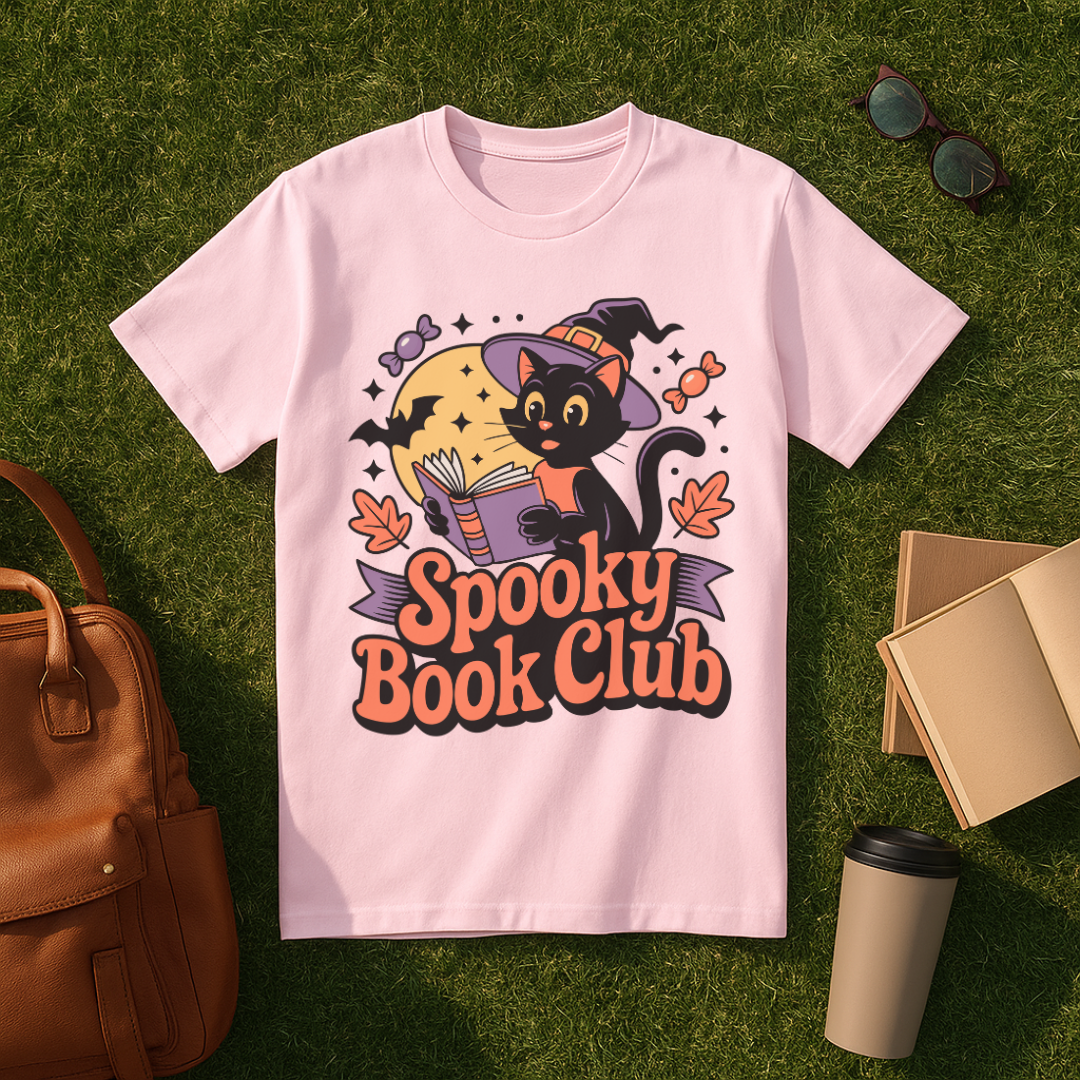 Spooky Book Club Cat T-Shirt