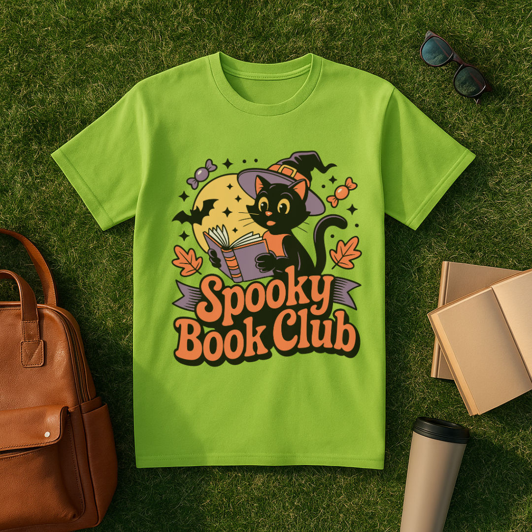 Spooky Book Club Cat T-Shirt