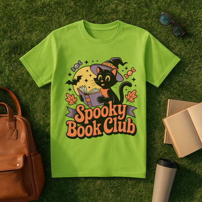 Spooky Book Club Cat T-Shirt