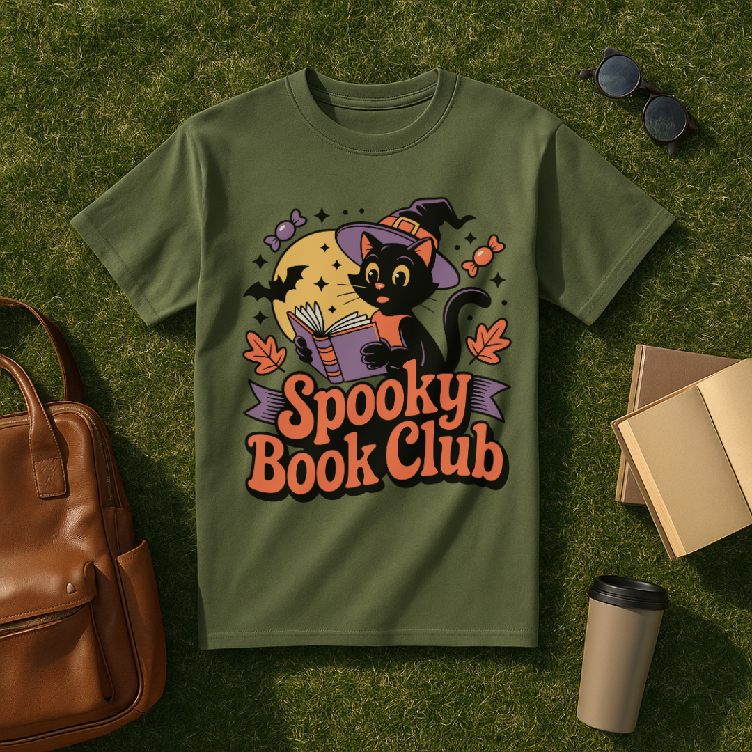 Spooky Book Club Cat T-Shirt
