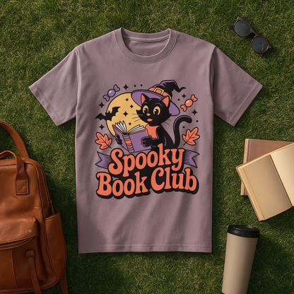 Spooky Book Club Cat T-Shirt
