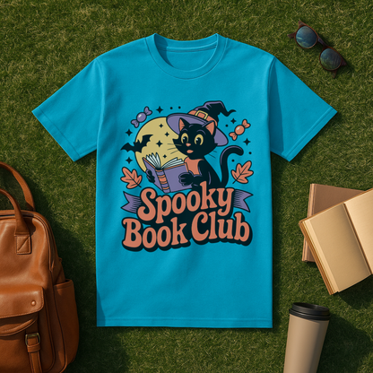 Spooky Book Club Cat T-Shirt