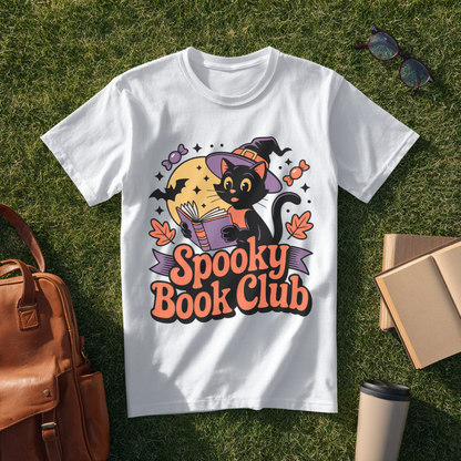 Spooky Book Club Cat T-Shirt
